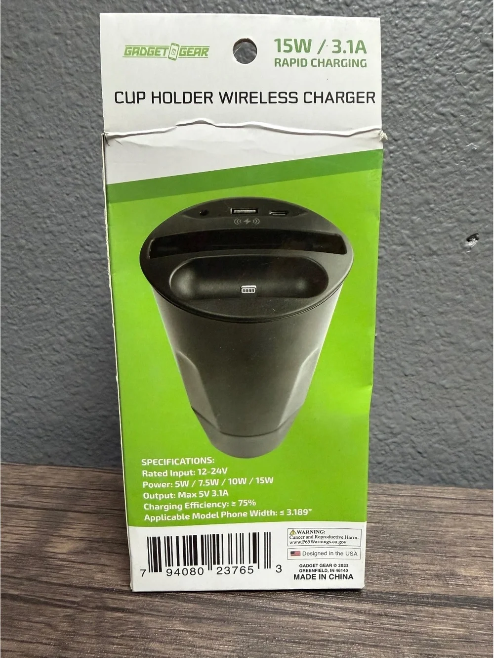 Gadget To Gear Car Cup Holder Wireless Charger 15W Rapid Charging Dock 4in1 New